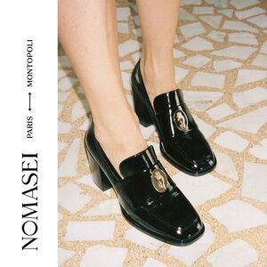 NOMASEI Trench High Heeled Loafer Black Patent